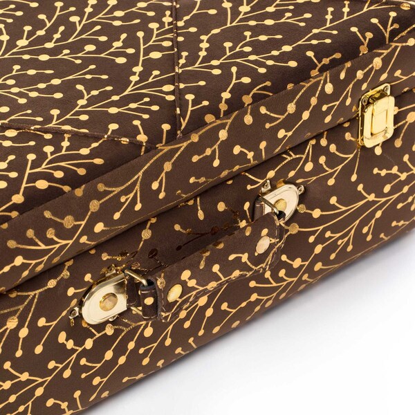 Vintiquewise Decorative Tufted Velvet Suitcase Treasure Chest, Brown, PK 2 - QI003981_BN
