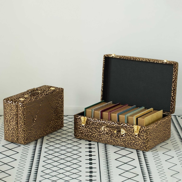 Vintiquewise Decorative Tufted Velvet Suitcase Treasure Chest, Brown, PK 2 - QI003981_BN