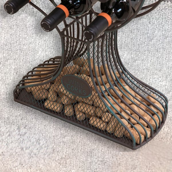 Vintiquewise Freestanding Floor Wine Rack with Wooden and Metal Goblet Design - Holds 12 Bottles - QI003568
