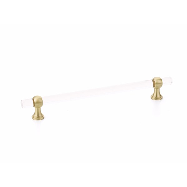 Schaub 8in Center to Center Lumiere Transitional Cabinet Pull Satin Brass Finish - 418-SB