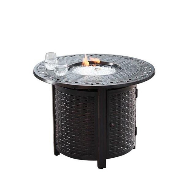 Oakland Living Corporation Oakland Living ROMERO-FPT-AC 34 in. Aluminum Outdoor Round Propane Fire Table; Antique Copper - ROMERO-FPT-AC