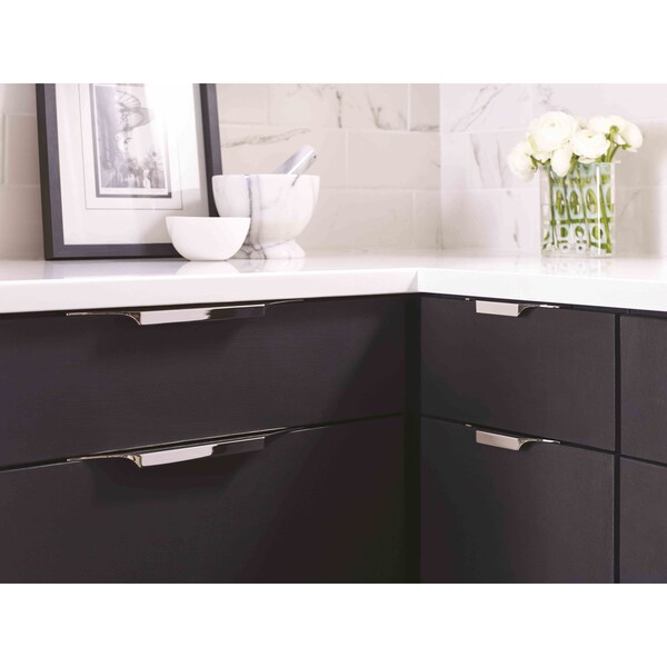 Amerock Extent 4-3/16 in 106 mm Center-to-Center Polished Nickel Cabinet Edge Pull - BP36750PN