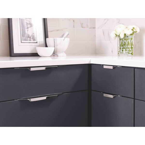 Amerock Extent 4-3/16 in 106 mm Center-to-Center Polished Nickel Cabinet Edge Pull - BP36750PN