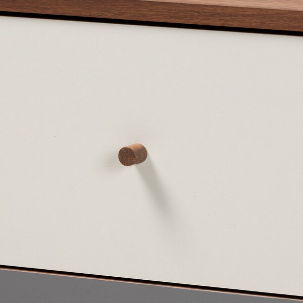 Baxton Studio Halden Mid-Century Modern Multicolor Walnut Brown and Grey Gradient Finished Wood 3-Drawer Chest - 178-11021-ZORO