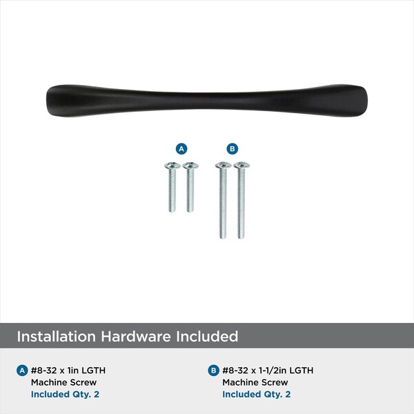 Amerock Vaile 3-3/4 in 96 mm Center-to-Center Flat Black Cabinet Pull, 10PK - 10BX53003FB