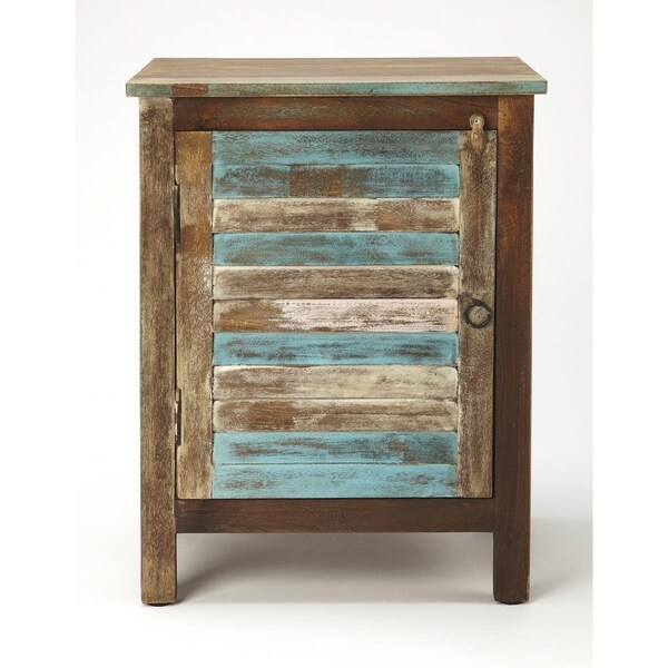 Gfancy Fixtures 24 x 18.25 x 14.25 in. Multi Color Rustic Shutter Painted Accent Cabinet - GF3093688