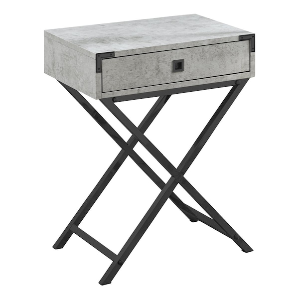 Daphnes Dinnette 24 in. Grey Cement & Black Nickel Metal Accent Table - DA3079059