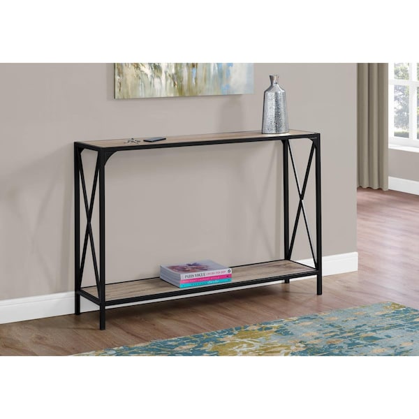 Gfancy Fixtures 48 in. Dark Taupe & Black Hall Console Accent Table - GF3708497