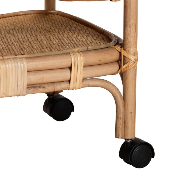 Bali & Pari Hadia Modern Bohemian Natural Brown Rattan Wine Cart - 236-12722-ZORO