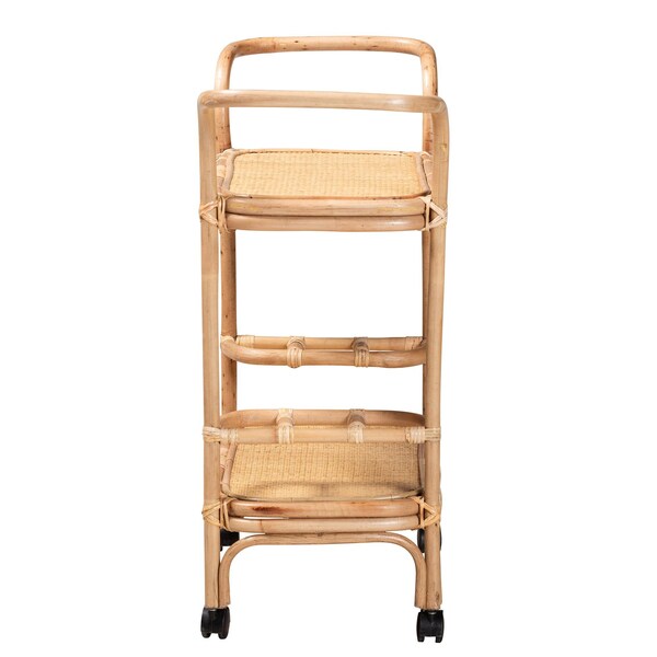Bali & Pari Hadia Modern Bohemian Natural Brown Rattan Wine Cart - 236-12722-ZORO