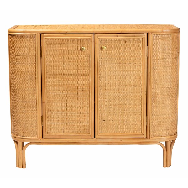 Bali & Pari Serissa Modern Bohemian Natural Brown Rattan 2-Door Storage Cabinet - 240-13255-ZORO