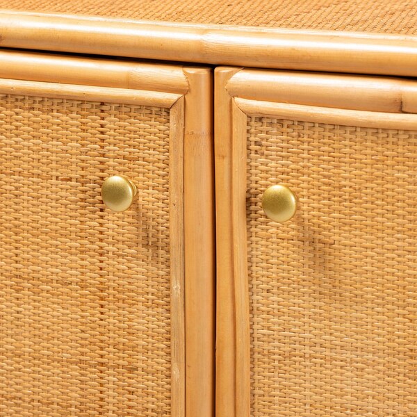 Bali & Pari Serissa Modern Bohemian Natural Brown Rattan 2-Door Storage Cabinet - 240-13255-ZORO
