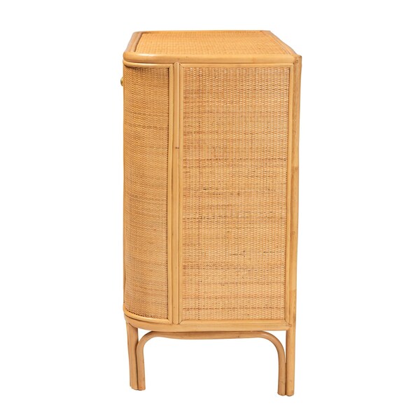 Bali & Pari Serissa Modern Bohemian Natural Brown Rattan 2-Door Storage Cabinet - 240-13255-ZORO