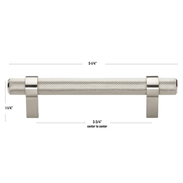 Gliderite Hardware 3-3/4 in. Center to Center Knurled Steel Bar Pull - 8006-96-SS, 5PK - 8006-96-SS-5