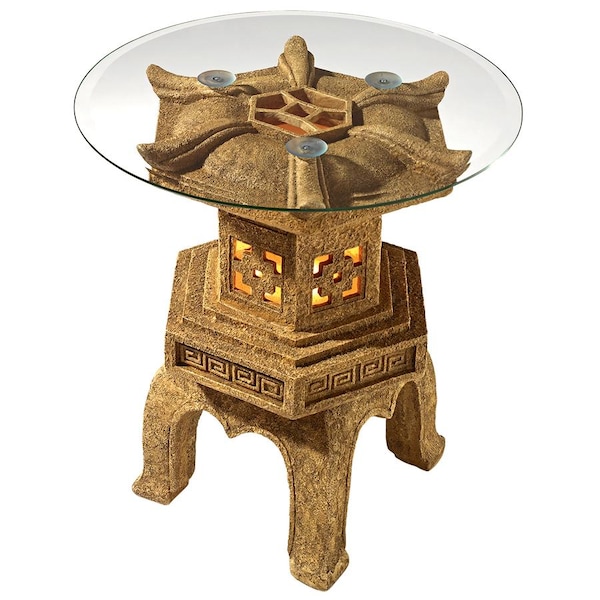 Design Toscano Tranquil Pagoda Illuminated Glass-Topped Table - KY4130