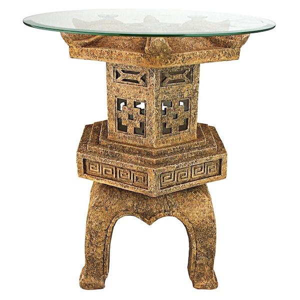 Design Toscano Tranquil Pagoda Illuminated Glass-Topped Table - KY4130