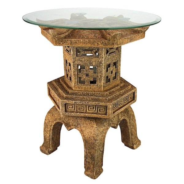 Design Toscano Tranquil Pagoda Illuminated Glass-Topped Table - KY4130