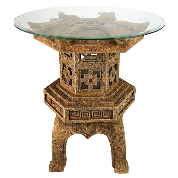 Design Toscano Tranquil Pagoda Illuminated Glass-Topped Table - KY4130