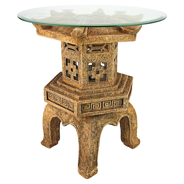Design Toscano Tranquil Pagoda Illuminated Glass-Topped Table - KY4130