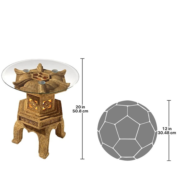 Design Toscano Tranquil Pagoda Illuminated Glass-Topped Table - KY4130