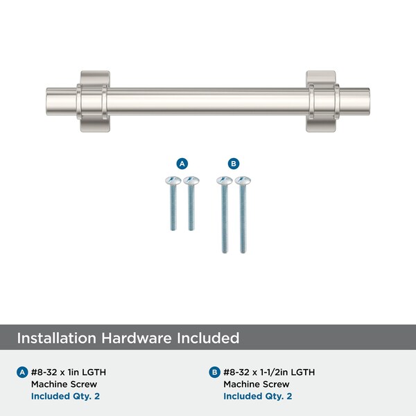 Amerock Davenport 3-3/4 inch 96mm Center-to-Center Polished Nickel Cabinet Pull - BP36605PN