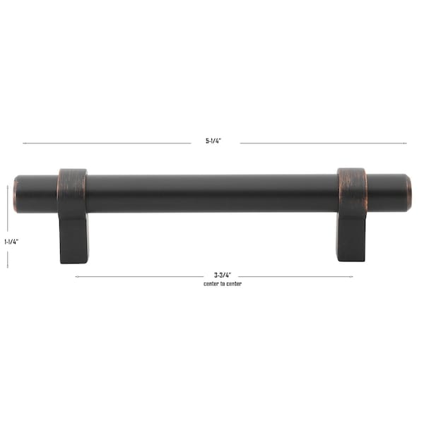 Gliderite Hardware 3-3/4 in. Center to Center Oil Rubbed Bronze Solid Steel Bar Pull - 4006-96-ORB, 5PK - 4006-96-ORB-5