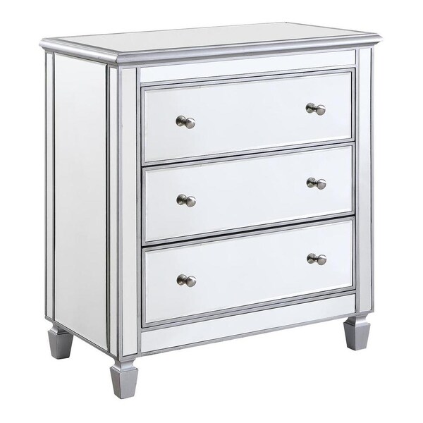 Elegant Decor 3 Drawer Bedside Cabinet 33 In.X 18 In.X 32 In. In Silver Paint - MF6-1019S