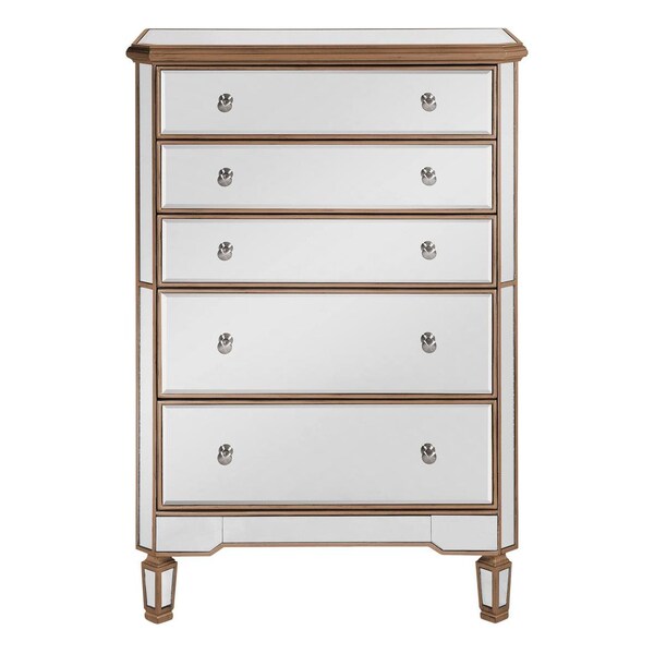 Elegant Decor 5 Drawer Cabinet 33 In. X 16 In. X 49 In. In Gold Paint - MF6-1126G