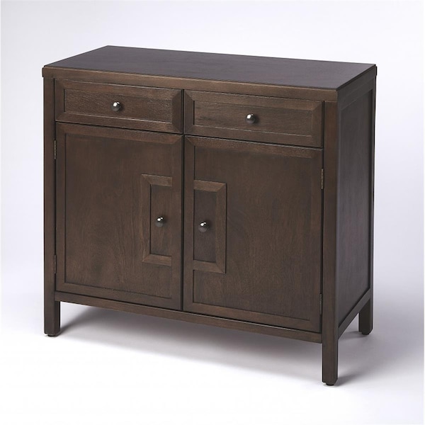 Homeroots 30 x 31 x 14 in. Imperial Coffee Console Cabinet, Dark Brown - 389747