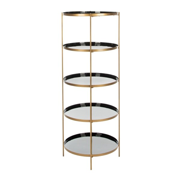 Safavieh Tia Round 5 Tier Etagere, Black & Brass - ETG3202B