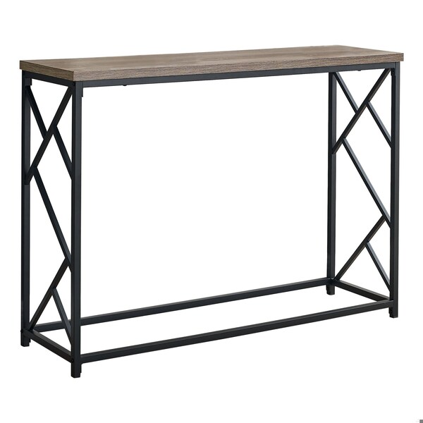 Homeroots 44 in. Rectangular Taupe with Black Metal Hall Console Accent Table - 376506