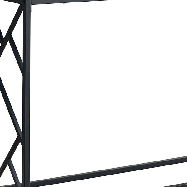 Homeroots 44 in. Rectangular Taupe with Black Metal Hall Console Accent Table - 376506