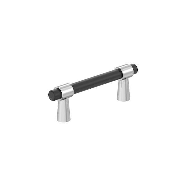 Amerock Mergence 3 inch 76mm Center-to-Center Matte Black/Polished Chrome Cabinet Pull - BP37385FB26