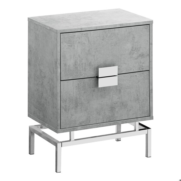 Homeroots 23.5 in. Grey Cement White Particle Board & Chrome Metal Accent Table - 333234