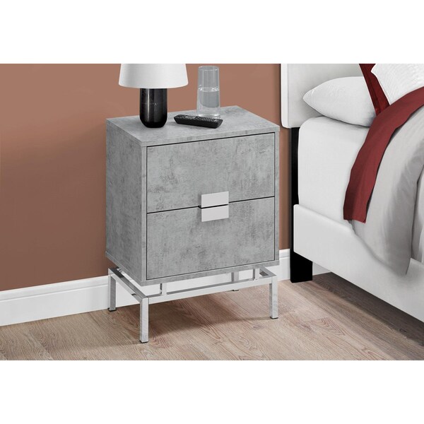 Homeroots 23.5 in. Grey Cement White Particle Board & Chrome Metal Accent Table - 333234