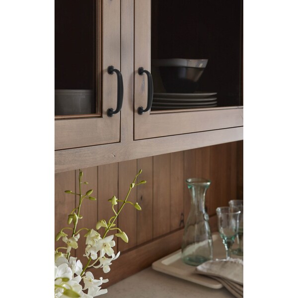 Amerock Renown 3 inch 76mm Center-to-Center Matte Black Cabinet Pull - BP37395FB