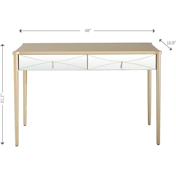 Homeroots 31.2 x 48 x 16.8 in. Champagne Finish Console Table - 396816