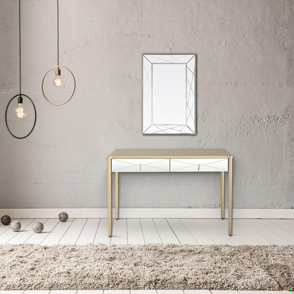 Homeroots 31.2 x 48 x 16.8 in. Champagne Finish Console Table - 396816