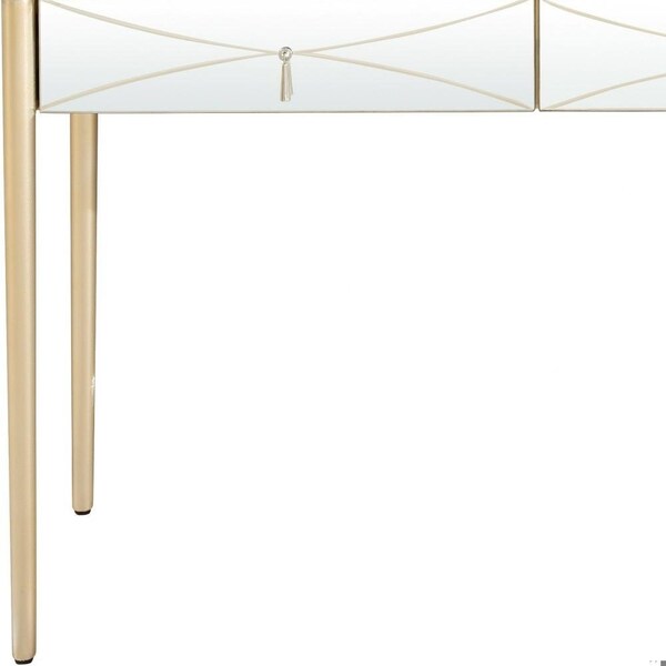 Homeroots 31.2 x 48 x 16.8 in. Champagne Finish Console Table - 396816
