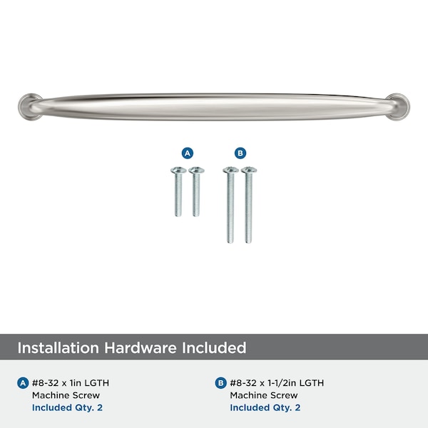 Amerock Kane 8-13/16 inch 224mm Center-to-Center Satin Nickel Cabinet Pull - BP53809G10