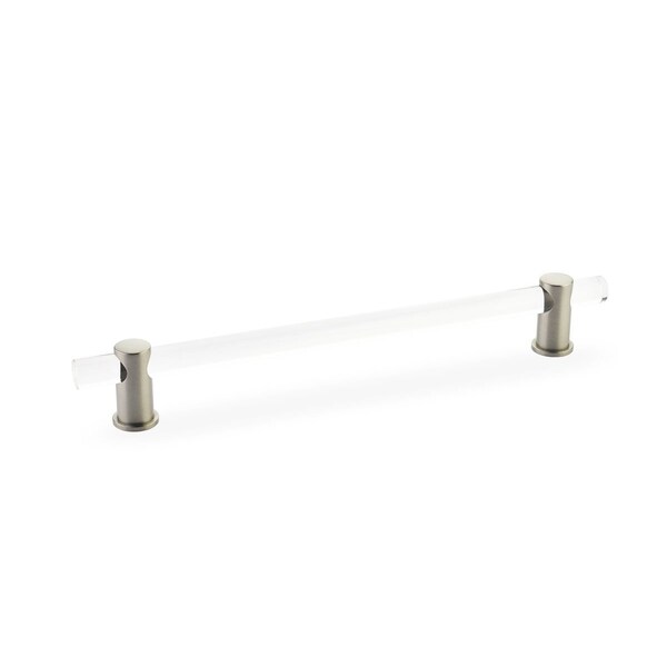 Schaub 8in Center to Center Lumiere Acrylic Cabinet Pull Satin Nickel Finish - 408-15