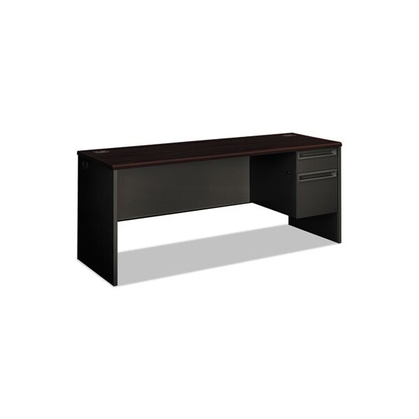 Hon HON, 38000 SERIES RIGHT PEDESTAL CREDENZA, 72W X 24D X 29.5H, MAHOGANY/CHARCOAL - 38856RNS