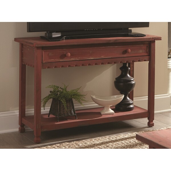 Alaterre Furniture Country Cottage Media/Console Table, Red Antique Finish - ACCA14RA