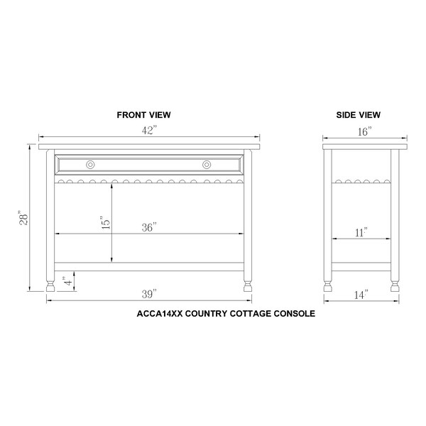 Alaterre Furniture Country Cottage Media/Console Table, Red Antique Finish - ACCA14RA