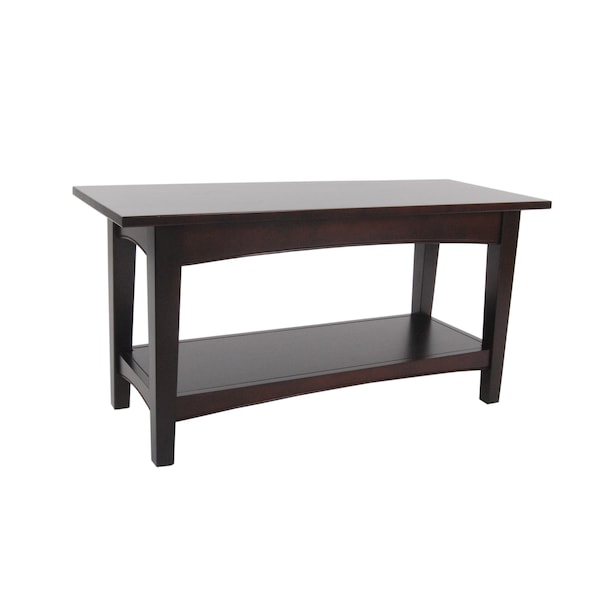 Alaterre Furniture Shaker Cottage Bench with Shelf, Espresso - ASCA03P0