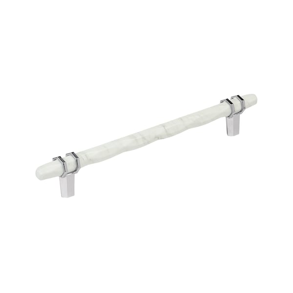Amerock Carrione 8 inch 203mm Center-to-Center Marble White/Polished Chrome Cabinet Pull - BP36663MW26