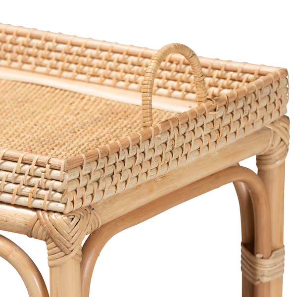 Baxton Studio Lombok Modern Bohemian Natural Brown Rattan Console Table - 226-13122-ZORO