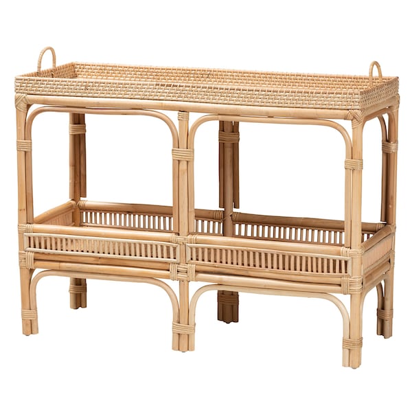 Baxton Studio Lombok Modern Bohemian Natural Brown Rattan Console Table - 226-13122-ZORO