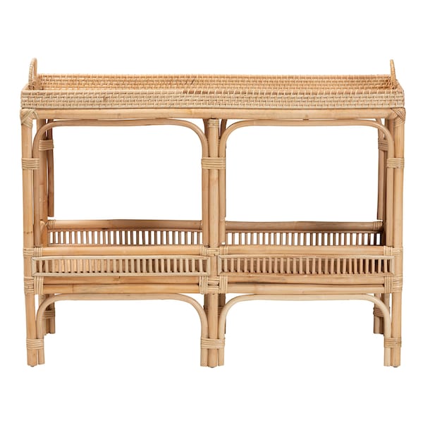 Baxton Studio Lombok Modern Bohemian Natural Brown Rattan Console Table - 226-13122-ZORO