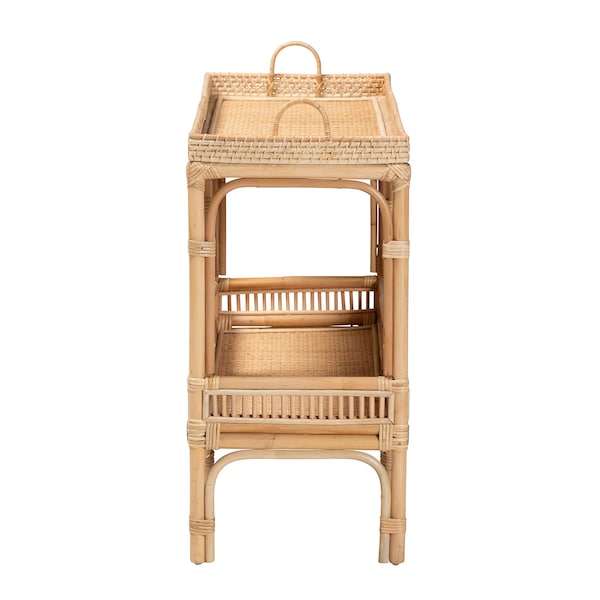 Baxton Studio Lombok Modern Bohemian Natural Brown Rattan Console Table - 226-13122-ZORO